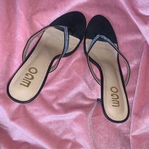 never worn black thong heel with silver rhinestones ego shoes uk 7